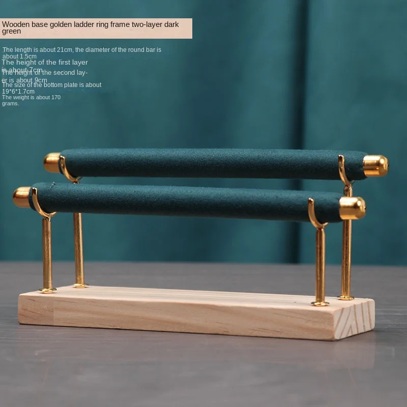 Flerskikts ringdisplayställ i massivt trä med avtagbar metallspong-stav ringhållare 15 Flerskikts ringdisplayställ i massivt trä med avtagbar metallspong-stav ringhållare - Bild 15