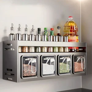 Väggmonterad kryddhylla utan borrning – multifunktionell kryddförvaring för kök, bänk och skåp