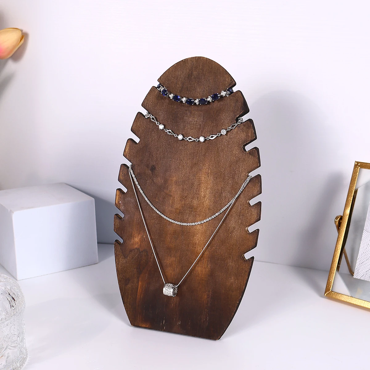 Kreativt trähalsbandsställ för bordsbruk – förvaring och visning av smycken 4 Kreativt trähalsbandsställ för bordsbruk – förvaring och visning av smycken - Bild 4