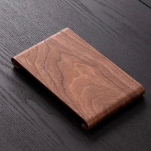 Alternative view of Kreativt rektangulärt trä-tefat för skrivbordet – valnöt, retro stil, värmebeständig tjock bricka