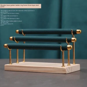 Flerskikts ringdisplayställ i massivt trä med avtagbar metallspong-stav ringhållare 22 Flerskikts ringdisplayställ i massivt trä med avtagbar metallspong-stav ringhållare