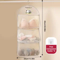 Nätförvaringshängväska för underkläder och strumpor – garderobsorganisatör med krok, 1/2/3 lager