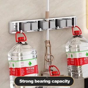 Mopp- och kvasthållare väggmonterad med 5 krokar