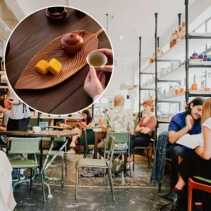 1 st bladformad träbricka med handtag – perfekt för frukost, desserter och bröd, vintage dekorativ bricka