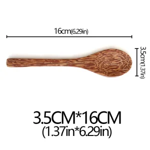 Naturlig kokosnötsskål – rund skål i kokosnötsskal med träsked för ris, sallad och frukt 15 Naturlig kokosnötsskål – rund skål i kokosnötsskal med träsked för ris, sallad och frukt