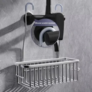 Alternative view of Väggmonterad duschförvaring i metall – enkel nivå