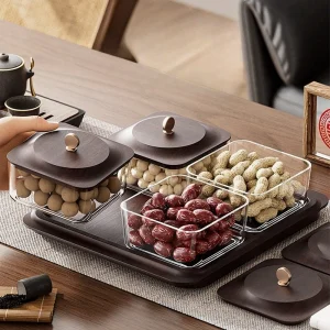 Fruktbricka i glas med mörk trälook – modulär förvaring för snacks 10 Fruktbricka i glas med mörk trälook – modulär förvaring för snacks