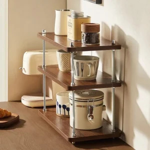 Vintage bambuhylla – tre-nivå förvaringsställ för kök, vardagsrum och sovrum