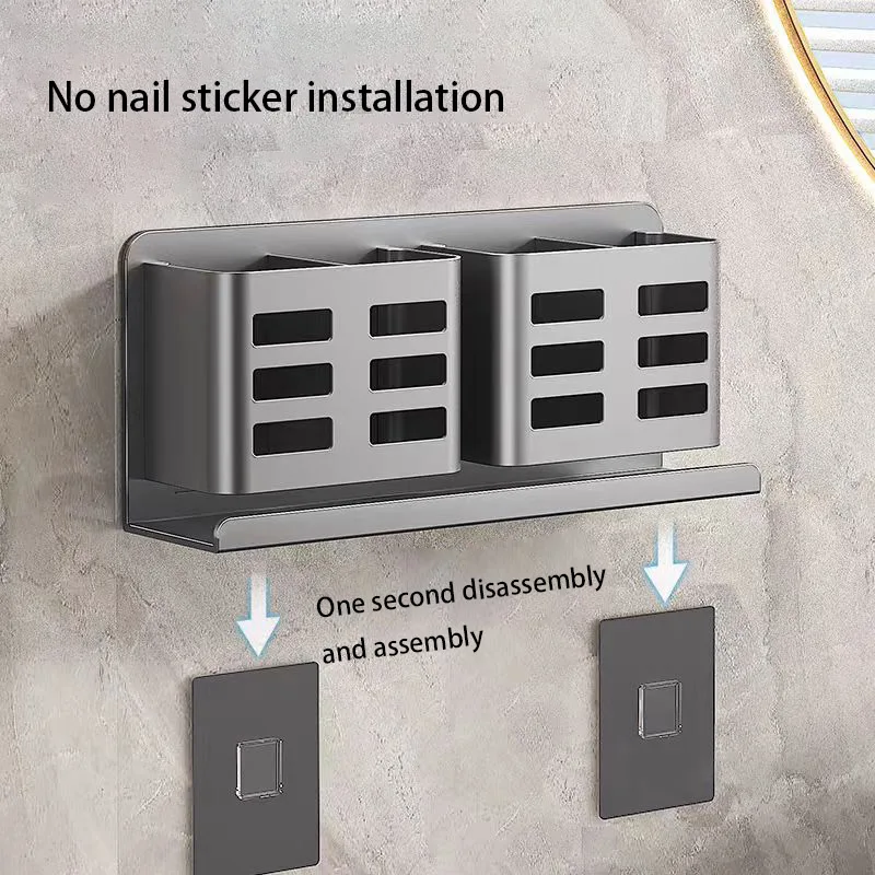 Väggmonterad Badrumsförvaring: Organisator för makeupborstar, rakhyvlar, tandborstar och tubförvaring 6 Väggmonterad Badrumsförvaring: Organisator för makeupborstar, rakhyvlar, tandborstar och tubförvaring - Bild 6