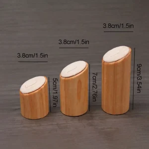 3-delars ringdisplay i massivt trä – cylindriska ställ i rustik stil 13 3-delars ringdisplay i massivt trä – cylindriska ställ i rustik stil