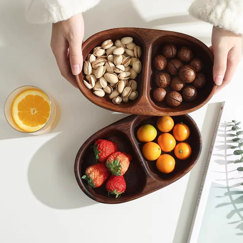 Tvådelad serveringsbräda i akaciaträ – rund frukt- och snacksfat i solid trä 5 Tvådelad serveringsbräda i akaciaträ – rund frukt- och snacksfat i solid trä - Bild 5