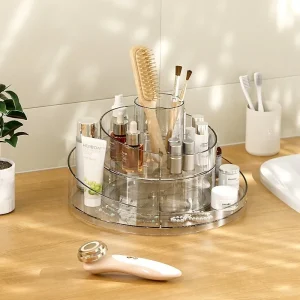 Alternative view of Klar akryl kosmetikförvaring med roterande bricka – sminkorganisator för bord/badrum