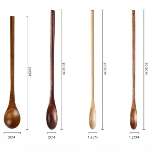 Träsked med långt skaft – liten sked för kaffe och blandning i naturligt trä