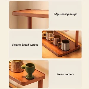 Mångsidig tvåvånings träförvaringshylla för kök och tesalong – bordsorganisator med dekorativa handtag, perfekt för kryddor