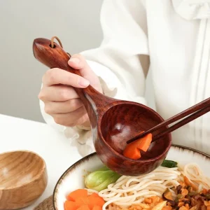 Japansk-stil Premium Stor Soppslev med Långt Skaft av Trä för Hembruk