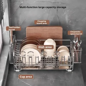 Alternative view of Diskställ i 304 rostfritt stål – tallrik- och kopp-torkställ för köket