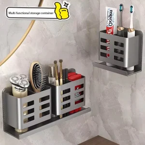 Väggmonterad Badrumsförvaring: Organisator för makeupborstar, rakhyvlar, tandborstar och tubförvaring 15 Väggmonterad Badrumsförvaring: Organisator för makeupborstar, rakhyvlar, tandborstar och tubförvaring