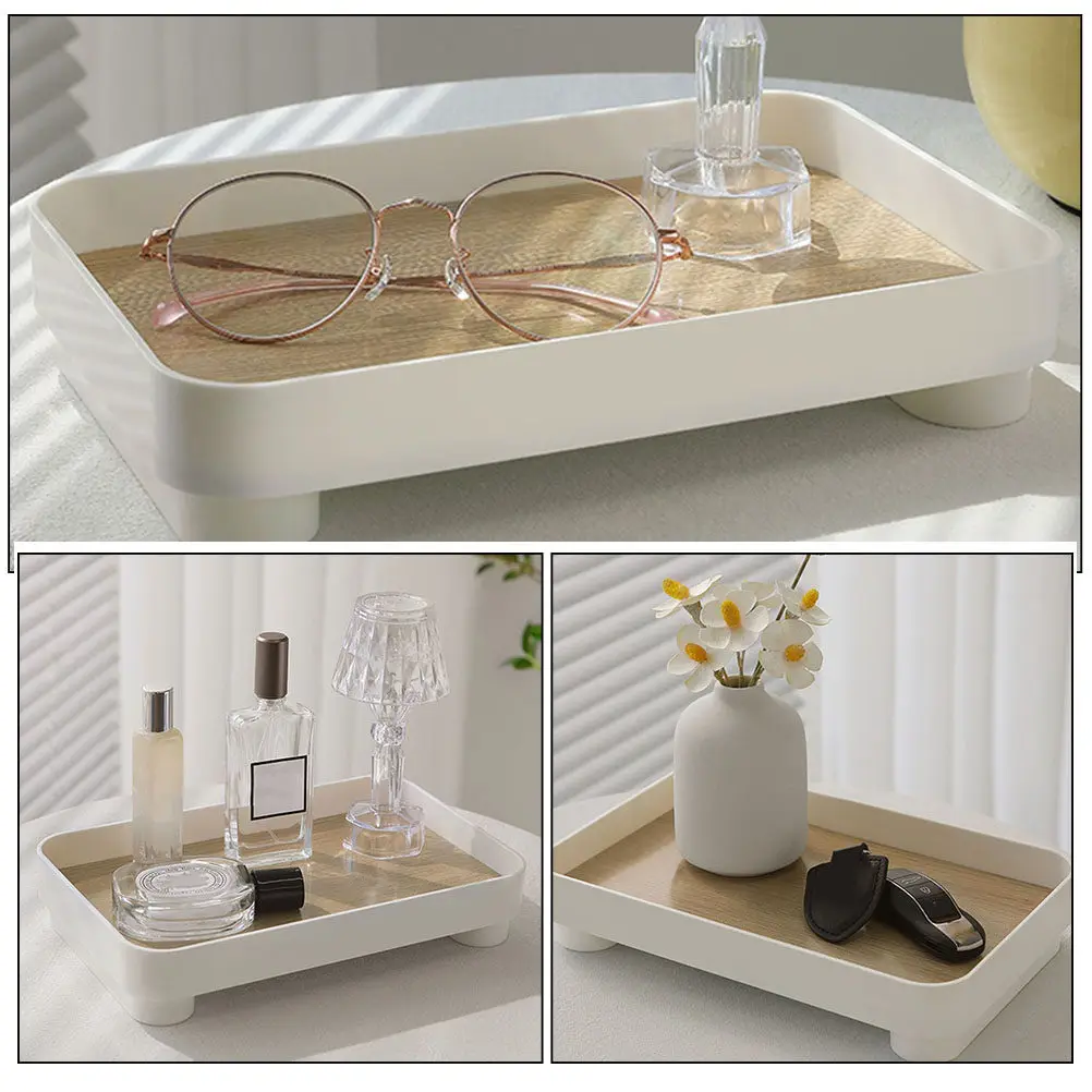 Träbricka för badrum – stor förvaringsorganisator för smycken och kosmetika 1 Träbricka för badrum – stor förvaringsorganisator för smycken och kosmetika