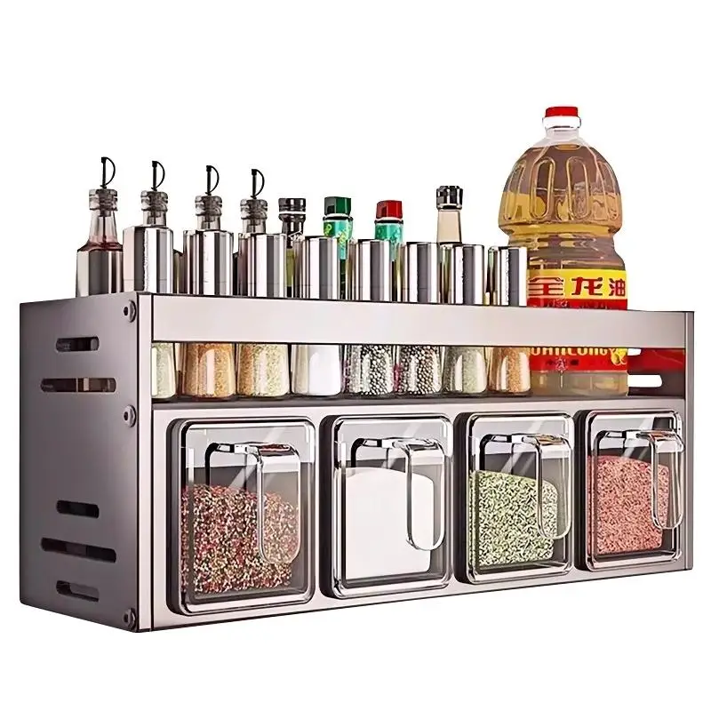 Väggmonterad kryddhylla utan borrning – multifunktionell kryddförvaring för kök, bänk och skåp 7 Väggmonterad kryddhylla utan borrning – multifunktionell kryddförvaring för kök, bänk och skåp - Bild 7