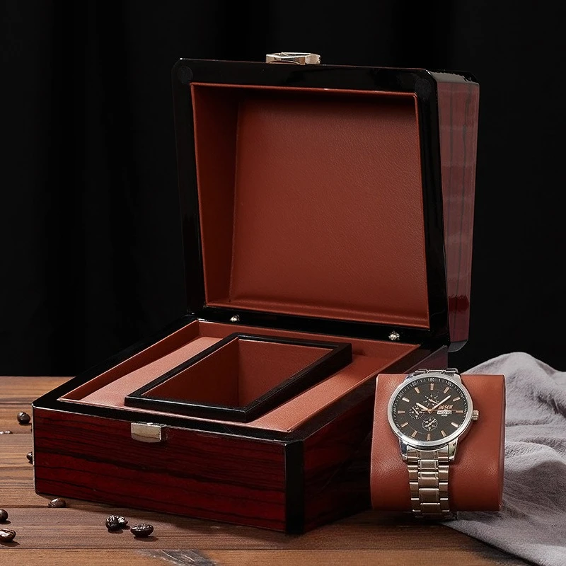 Lyxig svart klock- och smyckesbox i trä med högblank piano-lackering 2 Lyxig svart klock- och smyckesbox i trä med högblank piano-lackering - Bild 2