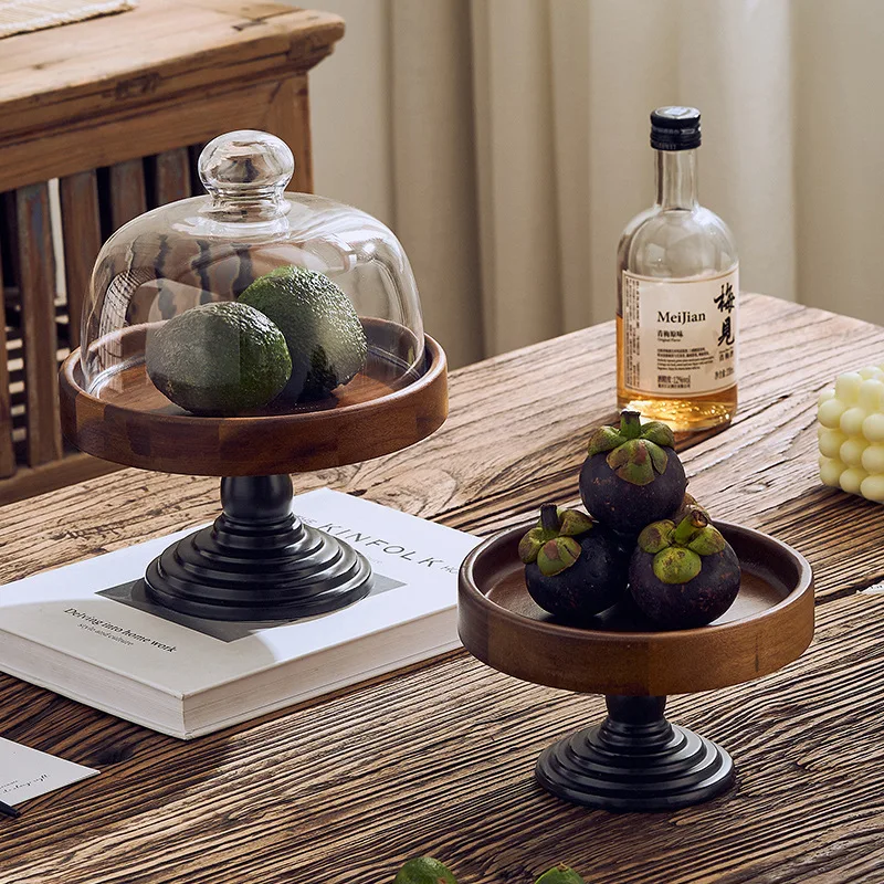 Högfotad frukttallrik/kakställ med glaslock för snacks och desserter 1 Högfotad frukttallrik/kakställ med glaslock för snacks och desserter