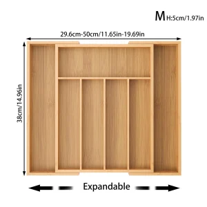 Multigrids bambuförvaringslåda med utdragbar låda för bestick och köksredskap 16 Multigrids bambuförvaringslåda med utdragbar låda för bestick och köksredskap