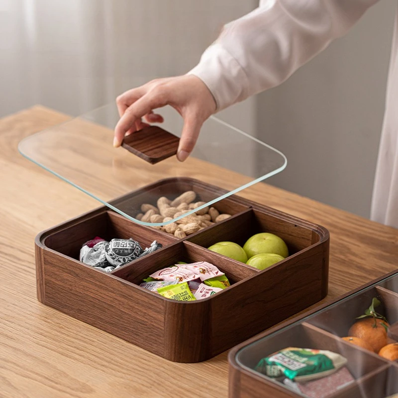 Fruktfat i svart valnöt med lock och fyra fack – ny kinesisk stil 3 Fruktfat i svart valnöt med lock och fyra fack – ny kinesisk stil - Bild 3