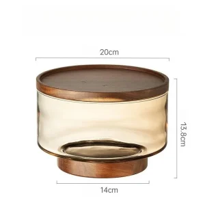 Fruktfat av akaciaträ och glas med hög fot – salladsskål och serveringsfat 32 Fruktfat av akaciaträ och glas med hög fot – salladsskål och serveringsfat