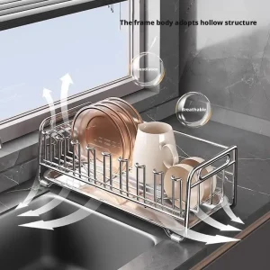 Diskställ i 304 rostfritt stål – tallrik- och kopp-torkställ för köket