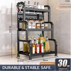 Modernt kryddställ för kök – bänkskivans förvaringshylla med tre våningar 29 Modernt kryddställ för kök – bänkskivans förvaringshylla med tre våningar