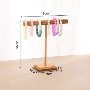 Trä Smyckesdisplay med T-stänger – Tre Fristående Armbandsställ 19 Trä Smyckesdisplay med T-stänger – Tre Fristående Armbandsställ