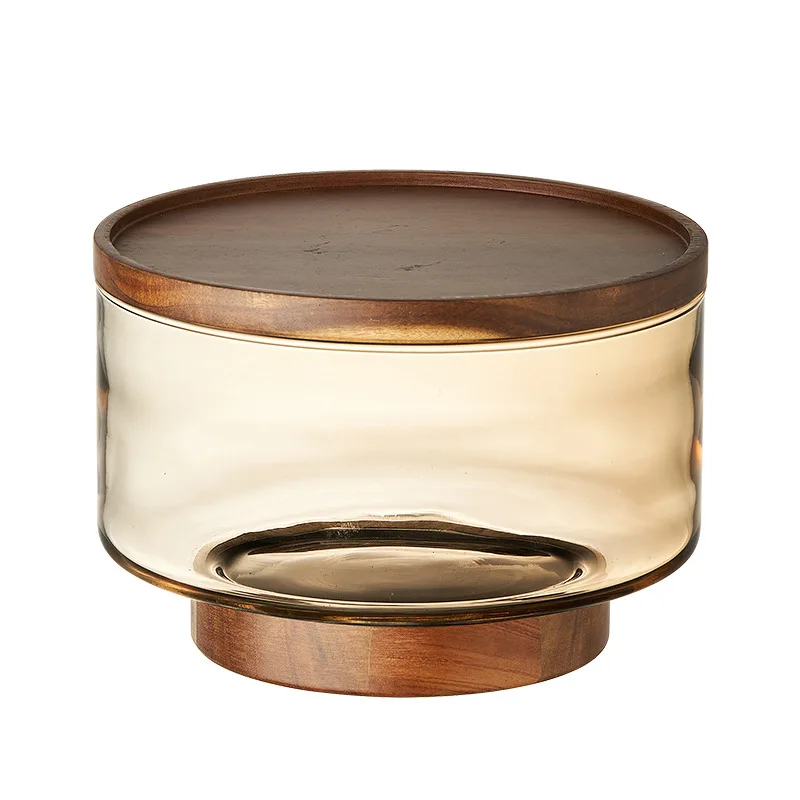 Fruktfat av akaciaträ och glas med hög fot – salladsskål och serveringsfat 5 Fruktfat av akaciaträ och glas med hög fot – salladsskål och serveringsfat - Bild 5