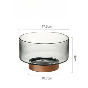 Fruktfat av akaciaträ och glas med hög fot – salladsskål och serveringsfat 28 Fruktfat av akaciaträ och glas med hög fot – salladsskål och serveringsfat