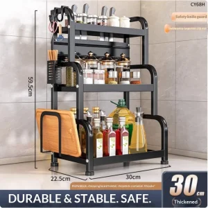 Modernt kryddställ för kök – bänkskivans förvaringshylla med tre våningar 26 Modernt kryddställ för kök – bänkskivans förvaringshylla med tre våningar