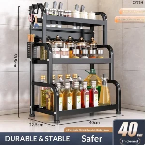 Modernt kryddställ för kök – bänkskivans förvaringshylla med tre våningar 25 Modernt kryddställ för kök – bänkskivans förvaringshylla med tre våningar