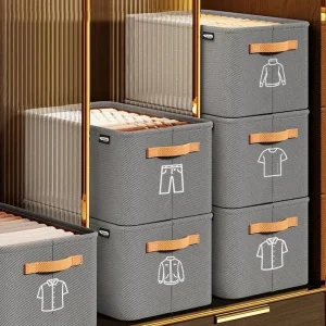 Hopfällbar garderobsförvaringsbox – tygförvaringslåda med handtag och stålram, mångsidig klädförvaring