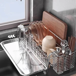 Diskställ i 304 rostfritt stål – tallrik- och kopp-torkställ för köket