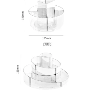 Klar akryl kosmetikförvaring med roterande bricka – sminkorganisator för bord/badrum