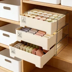 PET-låda för underkläder – stapelbar garderobsorganisator med utdragbara fack