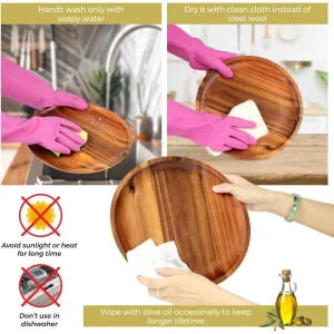 20/25 cm rund bricka i akaciaträ – lätt att rengöra, mångsidig serveringsbricka 12 20/25 cm rund bricka i akaciaträ – lätt att rengöra, mångsidig serveringsbricka