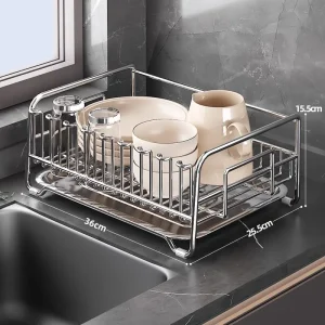 Diskställ i 304 rostfritt stål – tallrik- och kopp-torkställ för köket