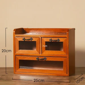 Skrivbordskorg i trä med lådor – Retro förvaring för smycken, makeup och småsaker 21 Skrivbordskorg i trä med lådor – Retro förvaring för smycken, makeup och småsaker