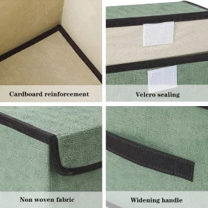 Non-woven tygförvaringslåda med lock för sovrum och garderob – organiserare för leksaker, kläder och småprylar