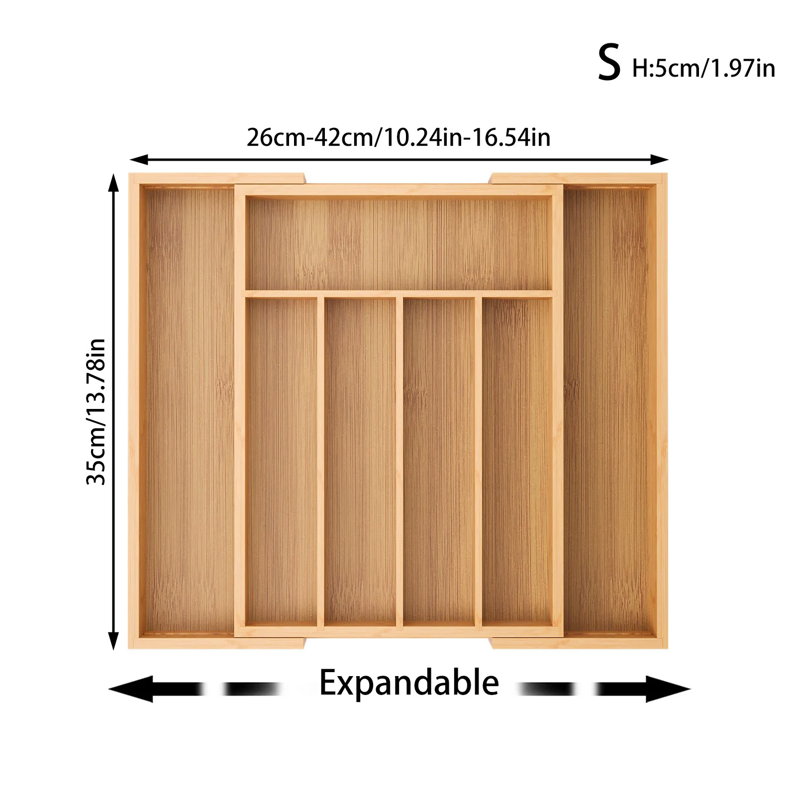 Multigrids bambuförvaringslåda med utdragbar låda för bestick och köksredskap 9 Multigrids bambuförvaringslåda med utdragbar låda för bestick och köksredskap - Bild 9