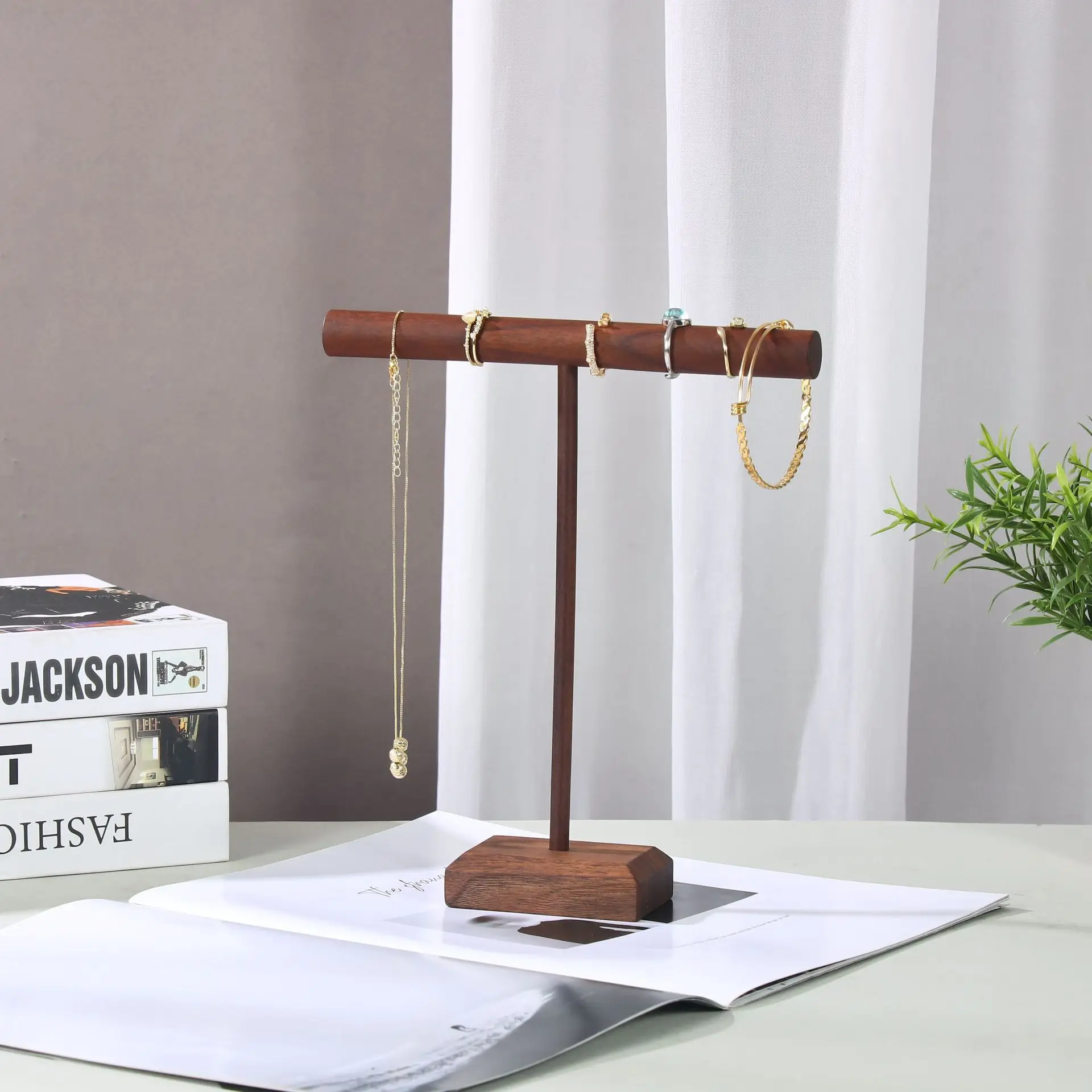 Trä Smyckesdisplay med T-stänger – Tre Fristående Armbandsställ 5 Trä Smyckesdisplay med T-stänger – Tre Fristående Armbandsställ - Bild 5