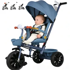 Barntricycle Multifunktionell barnvagn – Bidirektionell push-design med roterbara säten (Sit & Lie)