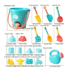 18-delat sandsats för strand och pool – tålig plast, utomhuslek för barn