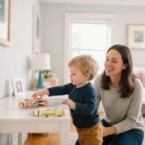 2-delat träpussel med roterande bitar och handklocka – Montessori sensorisk leksak