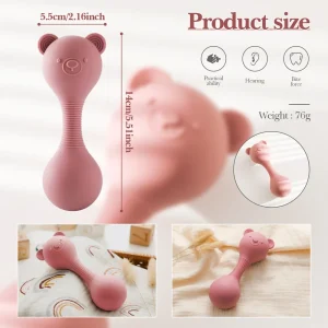 Silikonleksak för bebis – Nalleformad rassel- och tugg-leksak i silikon (0–6 år)