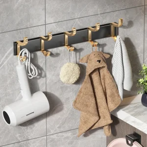 Borrfri uppgradering: justerbar bredd och tjocklek – dörrkrok, klädkrok för badrum och kök (6-pack)